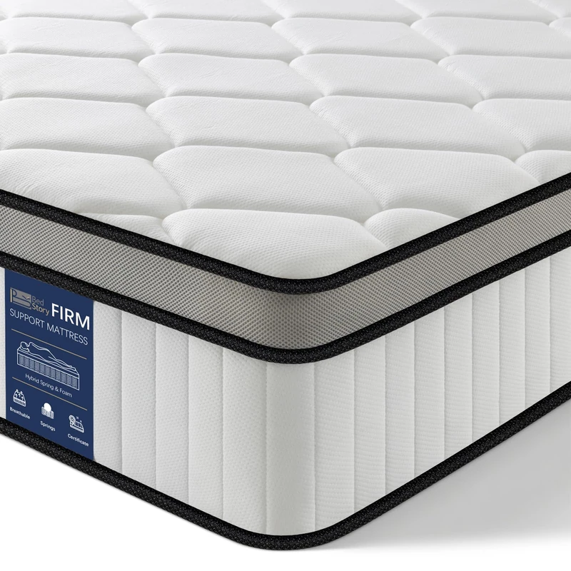 BedStory 4FT Small Double Mattress 10.2 Inch, Medium Firm Hybrid Pocket Sprung Mattress with Breathable Foam, Motion Isolation & Pressure Relief, Mattress in a Box, 120×190×26cm