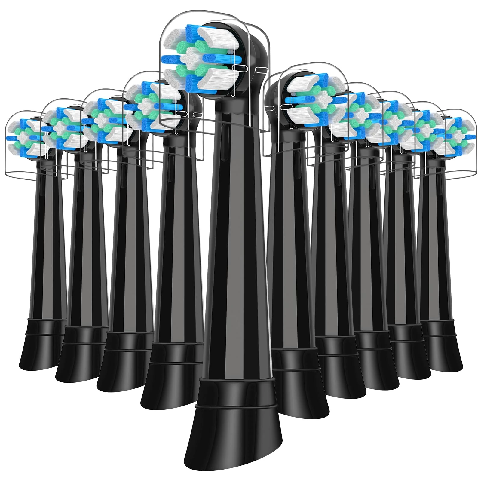 10PCS iO Toothbrush Heads Compatible with Oral B iO 2/3/4/5/6/7/8/9/10 Series Electric Toothbrush,Gentle Cleaning iO Electric Toothbrush Heads for Teeth & Gum Protection,Black