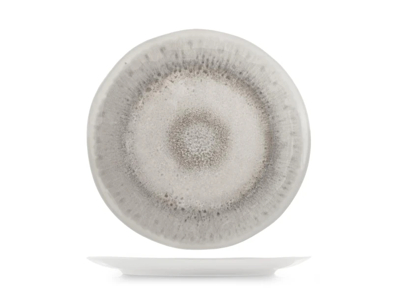 H&H Set of 6 Selene Reactive Melamine Dinner Plates Grey Ø28 cm - Durable and Lightweight, Dishwasher Safe, Ideal for Daily and Outdoor Use