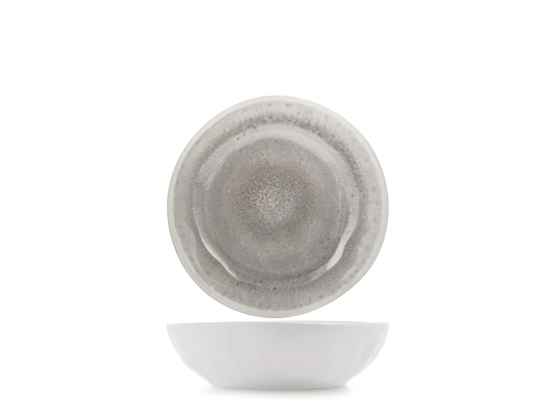 H&H Set of 6 Selene Deep Plates Melamine Reactive Effect Grey Ø19 cm - Durable and Lightweight, Dishwasher Safe, Ideal for Soups, Pasta and Daily Use