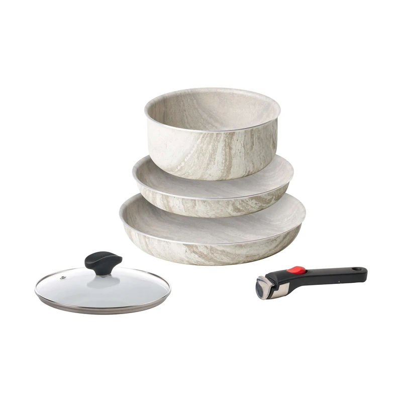 Guzzini ChefLine Marble Made in Italy Set of 5 Pieces: 2 Pans (24 cm and 28 cm), Saucepan 20 cm, Lid (20 cm) and Removable Handle