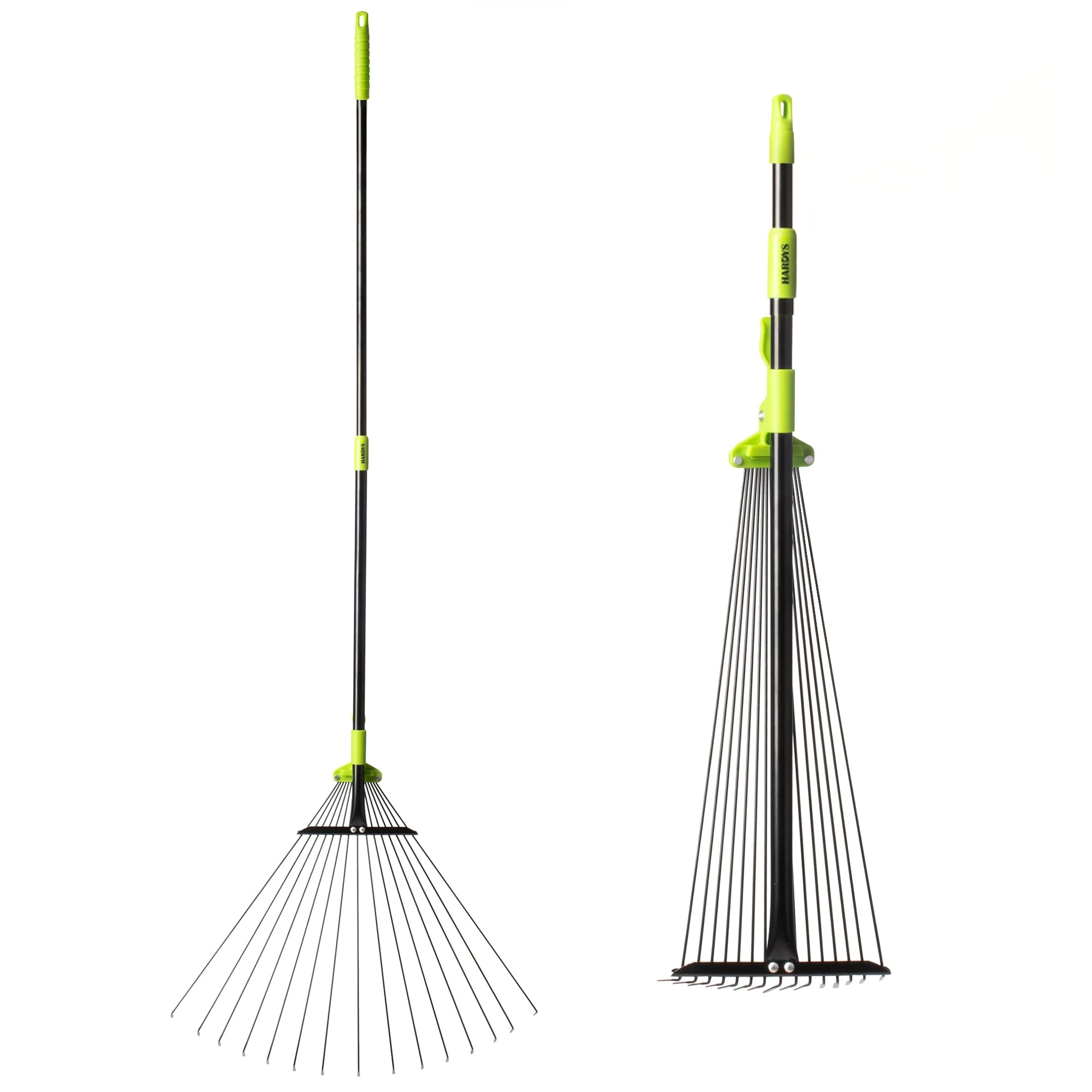Hardys Garden Rake - Telescopic Adjustable Leaf Rake, 15 Steel Tines | 30-63 Inch Length | 7.8-24 Inch Span | Comfortable Grip Lawn Leveller, Yard, Leaf & Grass Gardening Tool
