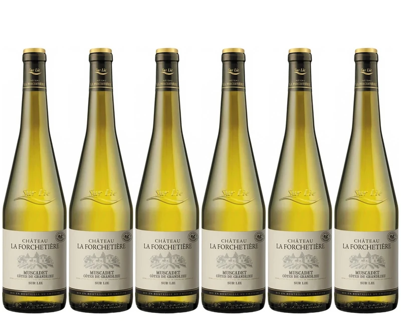 Château de la Forchetiere - Muscadet sur Lie, Côtes de Grandlieu, Crisp & Mineral French White Wine (6 x 0,75L)
