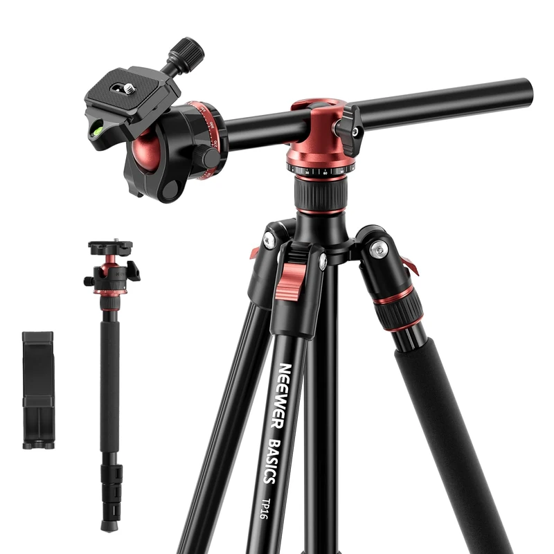NEEWER BASICS 70.9" Tripod Monopod with Center Column & Ball Head, Quick Release Overhead DSLR Holder Stand Compatible with Phone Travel Video Recording, 17.6 lbs Max Load, TP16