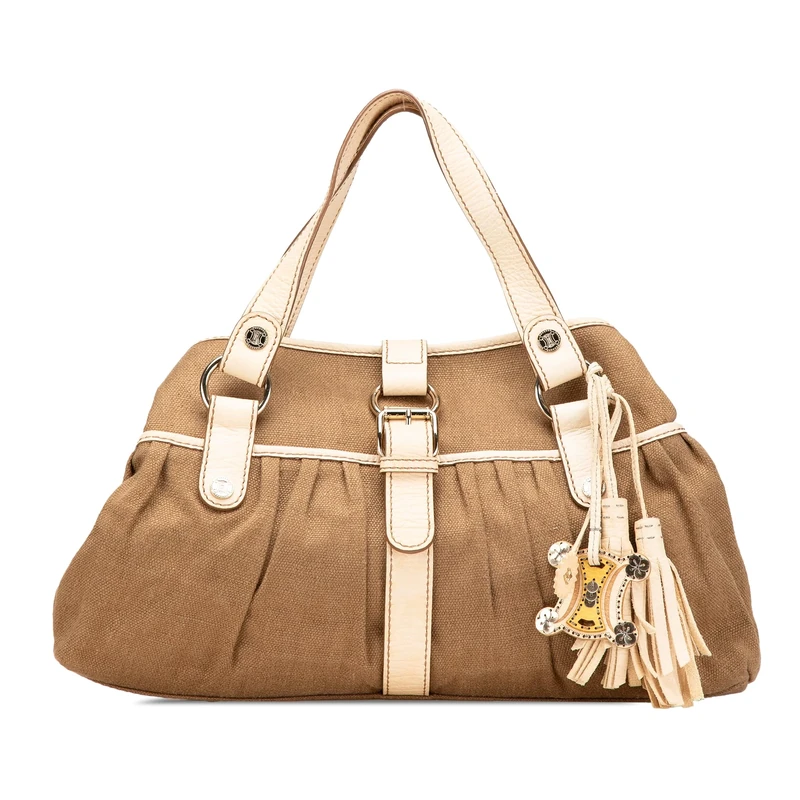 Celine Pre-Loved Canvas Boogie Tassel Tote Bag
