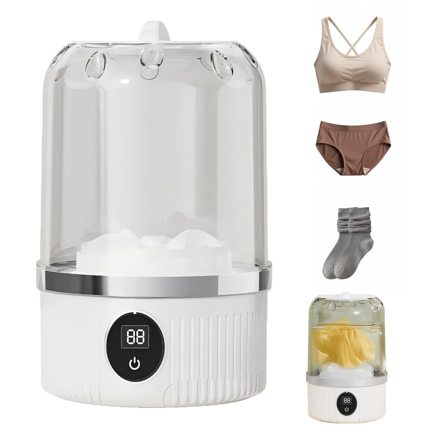 Underwear Washing Machine, Upgrade Mini Cordless Washing Machine, Rechargeable Portable Washings Machines, 2 Modes, Deep Cleaning, for Dorm,Camping, RV, Travel & Hotel Use, for Bra, Underwear, Socks