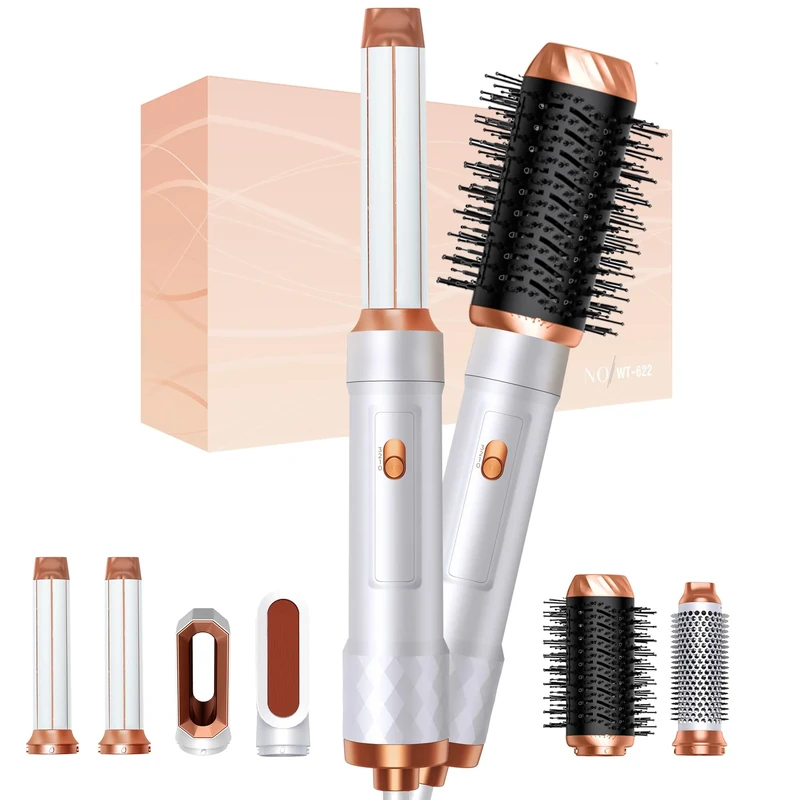 Airbrush Hair Styler, 6 in 1 Hair Styler, Air Brush Hair Styler with Hair Blow Dryer Brush, Hot Air Brush for Hair Styling,Straightening, Drying and Smothing All Hair Type/Length