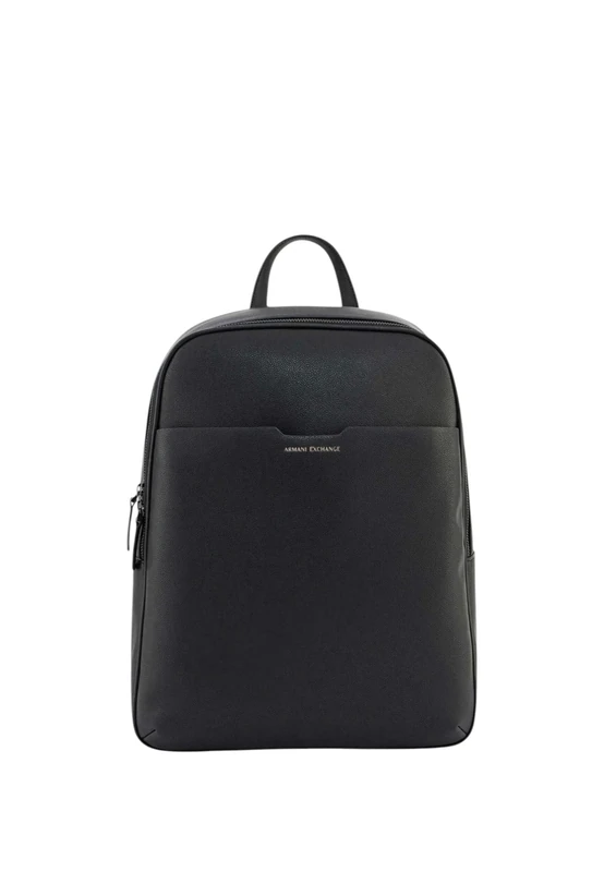 Armani Exchange Alex, Classic, Embossed Logo, Silver Double Zip, Men's Backpack, Black, One Size