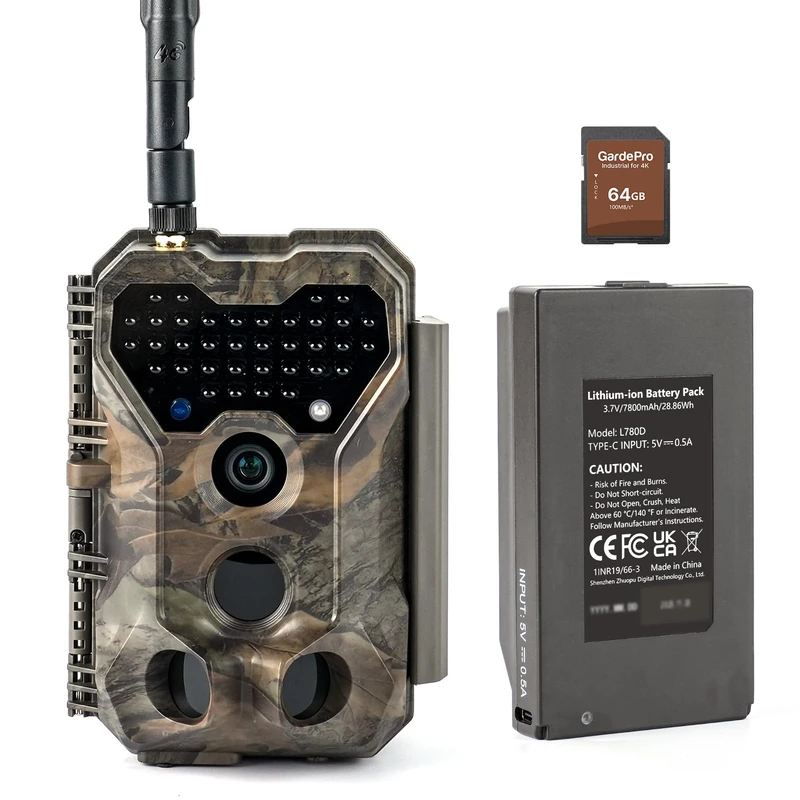 GardePro X70 Pro Cellular Trail Camera (Non-WiFi), 64GB SD Card Included, 7800mAh Battery, Live View, Instant Alerts, Shared Data Plan, Built-in GPS, Motion Detection