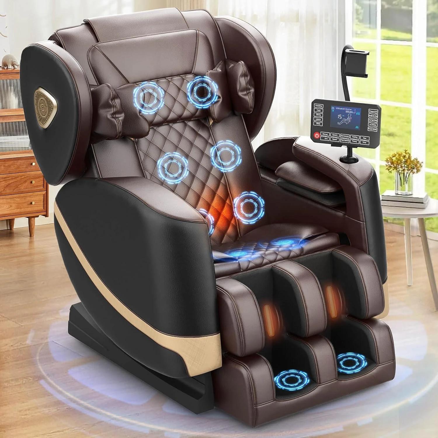 2025 Upgrade Massage Chair, Full Body Massage Chair with 10 Fix Points, Heating, Foot Massage, Auto Modes, Bluetooth Speaker, Touch Screen Controller, Zero Gravity Home Office
