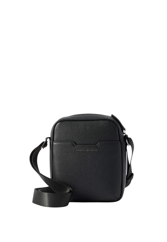 Armani Exchange Men's Alex, embossed logo, silver zip, black