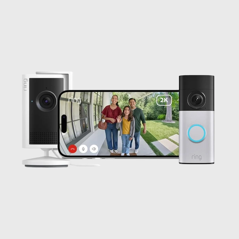 Ring Wired Video Doorbell Plus (2nd Gen) + Indoor Camera Plus | Video Doorbell Camera | Retinal 2K | Wide Field of View | Radar Detection | 30-day free trial of Ring Subscription Plan