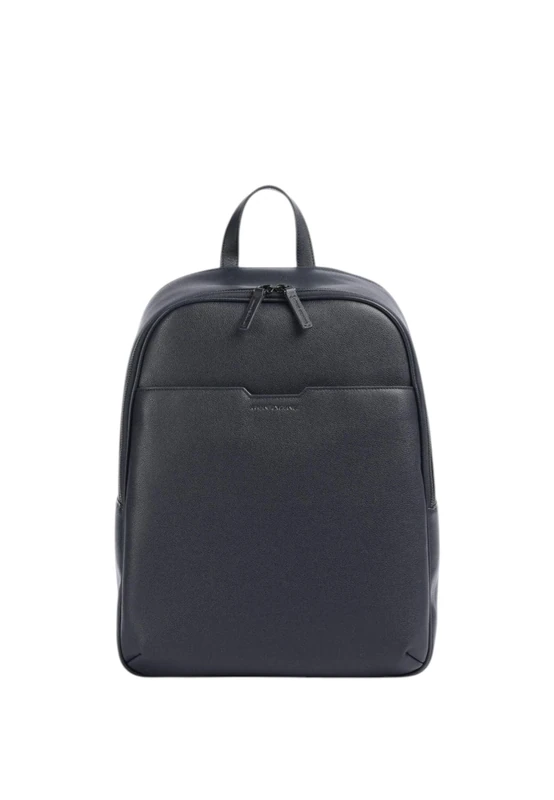 Armani Exchange Men's Alex, Classic, Embossed Logo, Silver Zip Backpack, Navy, One Size - Image 1