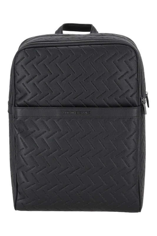 Armani Exchange Geneva Embossed Logo Double Zip Men's Backpack, Black, One Size - Image 1