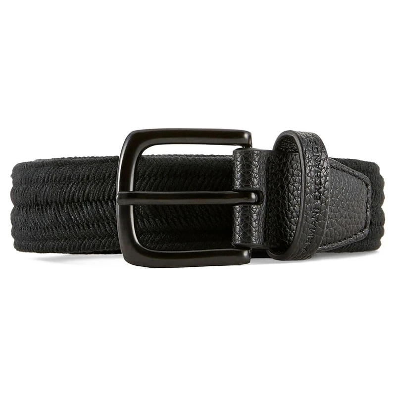 Armani Exchange Men's Classic Tone On Tone Embossed Logo, Belt, Black, 100