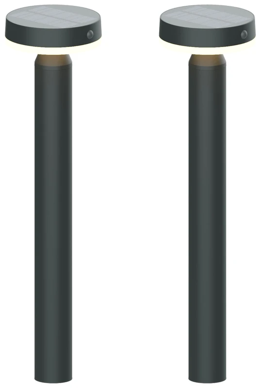 2 Pack Solar Pathway Lights Bold Solar Lights Outdoor 50cm with Motion Sensor (Outdoor Light with PIR Sensor 100° & 6m, IP44 Weatherproof) Gun Grey