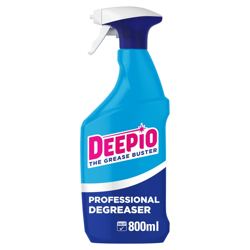DEEPIO Professional Degreaser Spray 6x800ml, Effortless Grease Cutting, 40 Percent Faster, Food Contact Safe
