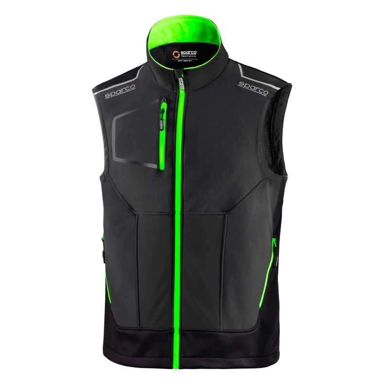 Sparco Tech vest Sparco Illinois GSVF - lightweight nylon and spandex material composition, abrasion-resistant reinforcements on the shoulders, waterproof zip in the middle - reflective for high