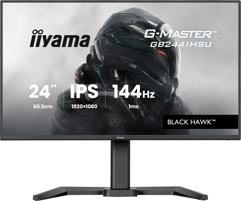 iiyama G-Master GB2441HSU-B1 24 inch 144Hz HD Gaming Display, 1ms (MPRT) IPS LCD with Adaptive Sync, HDMI/DP, HAS