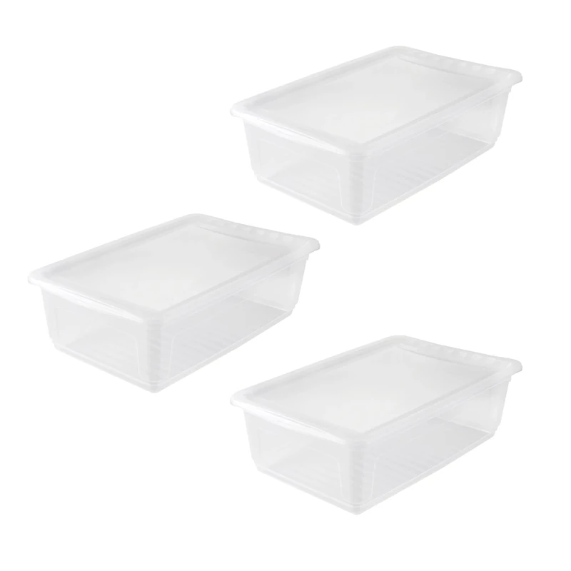 keeeper bea 3x Storage Box with Air Control System, 59 x 39 x 18 cm, 30 L, Transparent