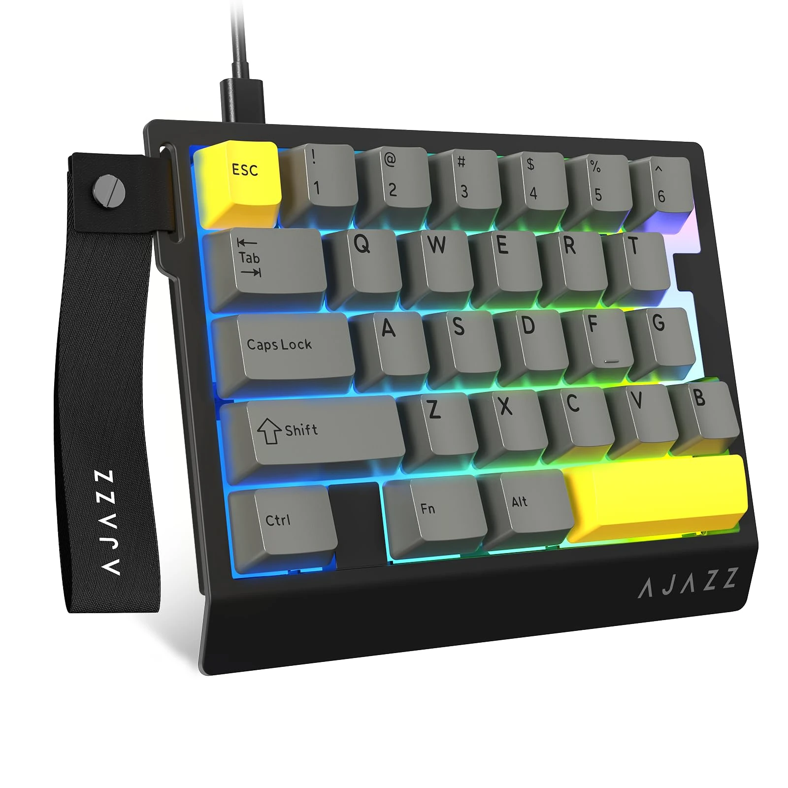 AJAZZ AK029 Wired 29-Key One-Handed Gaming Keyboard,8000Hz Polling Rate,0.01mm RT Magnetic Switches Hotswappable,Aluminum Alloy Positioning Plate,5-Layer Noise-Reducing,Colorful RGB,Web Driver-Black