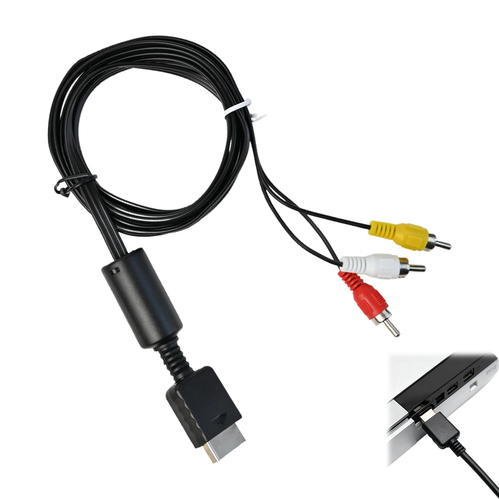 Gripiti AV Cable for PS1 PS2 PS3, 6Ft/1.8M HD TVs HDTV-EDTV - AV to RCA Cable Seamless Connectivity Sound Video Audio TV Monitor Wire Lead Cable PS2 Component Compatible with Playstation 2