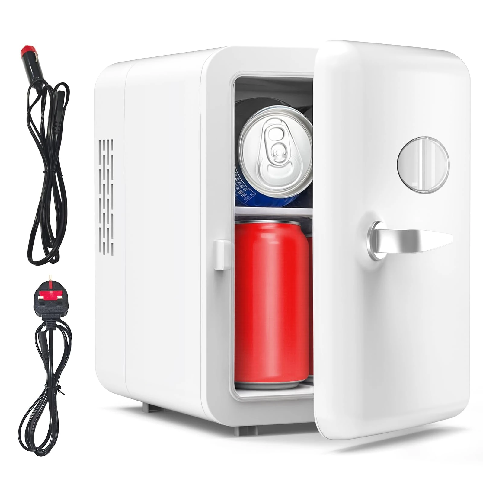 Vexloria 4L/6 Can Mini Fridge, Portable AC/DC Power Cooler for Car, Bedroom, Office, Skincare, Makeup, Cosmetics & Food