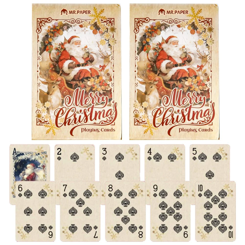 MIFKLMV Marry Christmas Card Game Christmas Playing Cards Kids Fun Xmas Card Game Card Games for Adults Secret Santa Gifts Stocking Christmas Eve Box Filler Present