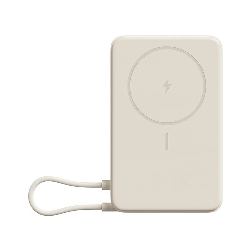 Xiaomi Magnetic Power Bank 10000mAh with Adjustable Stand, MagSafe Portable Charger, Built-in USB-C Cable, Digital Display Battery Pack for iPhone 16, Samsung Galaxy, Beige - Image 1