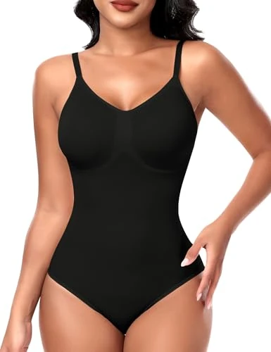 Werena Women's Shapewear Bodysuit Tummy Control Body Shaper Seamless Full Body Shapewear Vest Adjustable Scuplting Shaping Bodysuits (Black,S)