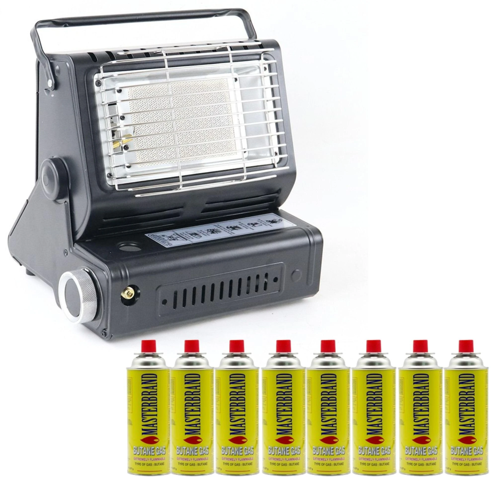 Portable Gas Heater with 8 Butane Gas Canisters – Outdoor Camping Heater with Refill Gas Cartridges+lpg support