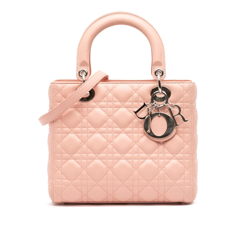 Dior Pre-Loved Medium Lambskin Cannage Lady Handbag