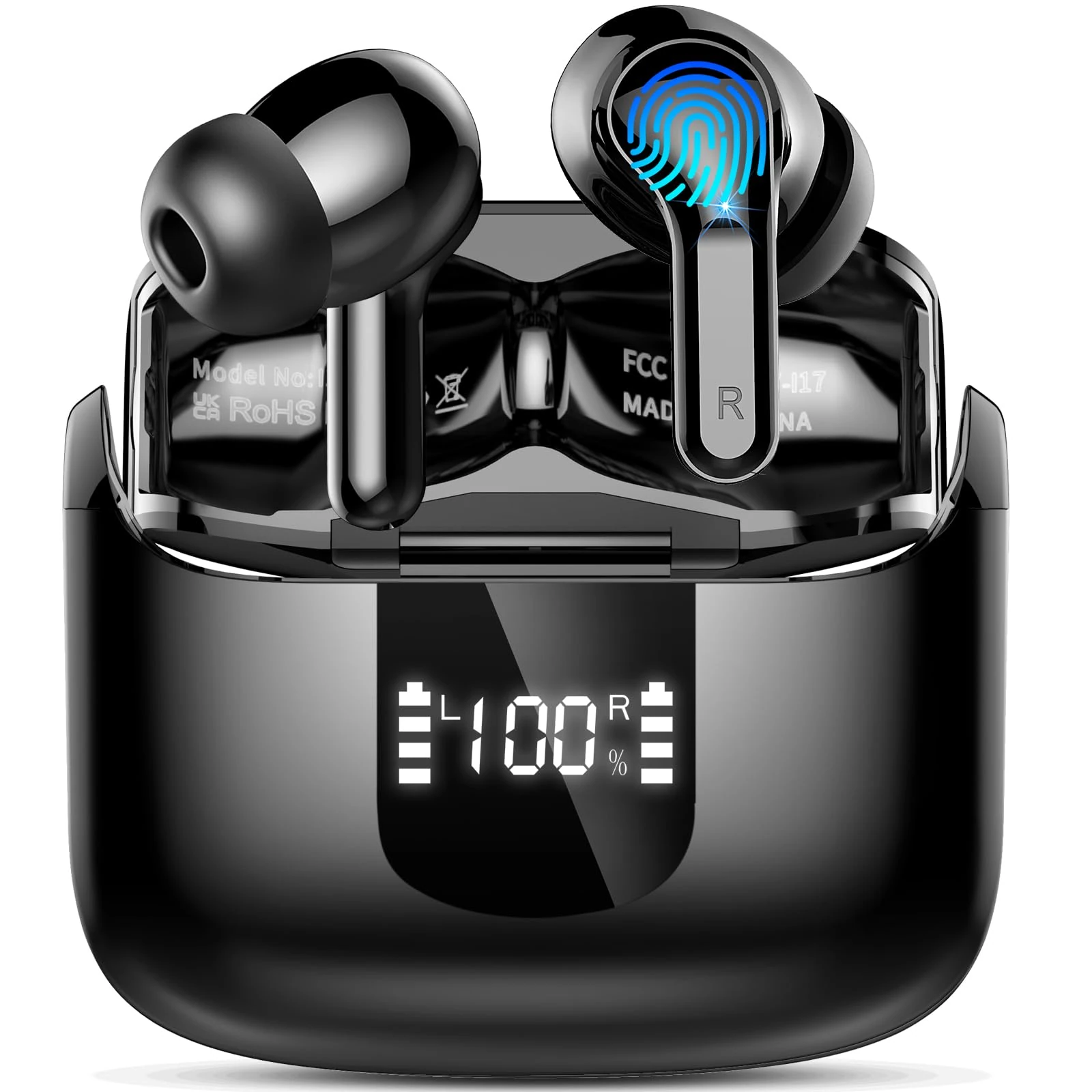 Wireless Earbuds, 3D-Stereo Bluetooth 5.4 Headphones, 50+Hrs Deep Bass in Ear Buds, 4 ENC Noise Cancelling Mic Earphones, 3g Mini USB-C IP-X7 Waterproof Headset Android iOS for Sports Running Gym