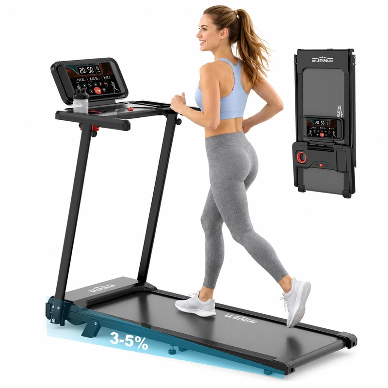 DR.GYMlee 3 in 1 Folding Treadmill for Home, Running Treadmill 12 km/h with 5.2% Incline, Quiet 2.5HP Motor, Large Running Area 105×42 cm, 5-Layer Cushioning, 136 kg Capacity - Image 1
