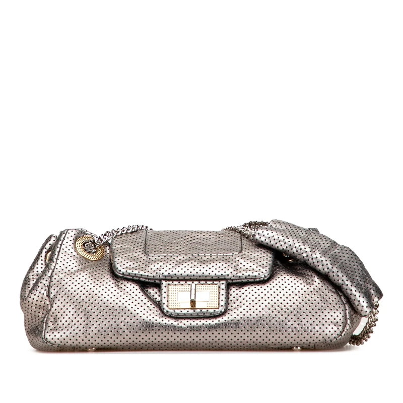 Chanel Pre-Loved Metallic Perforated Calfskin Drill Accordion Flap Shoulder Bag