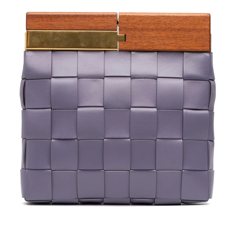 Bottega Veneta Pre-Loved Lambskin Maxi Intrecciato The Snap Clutch