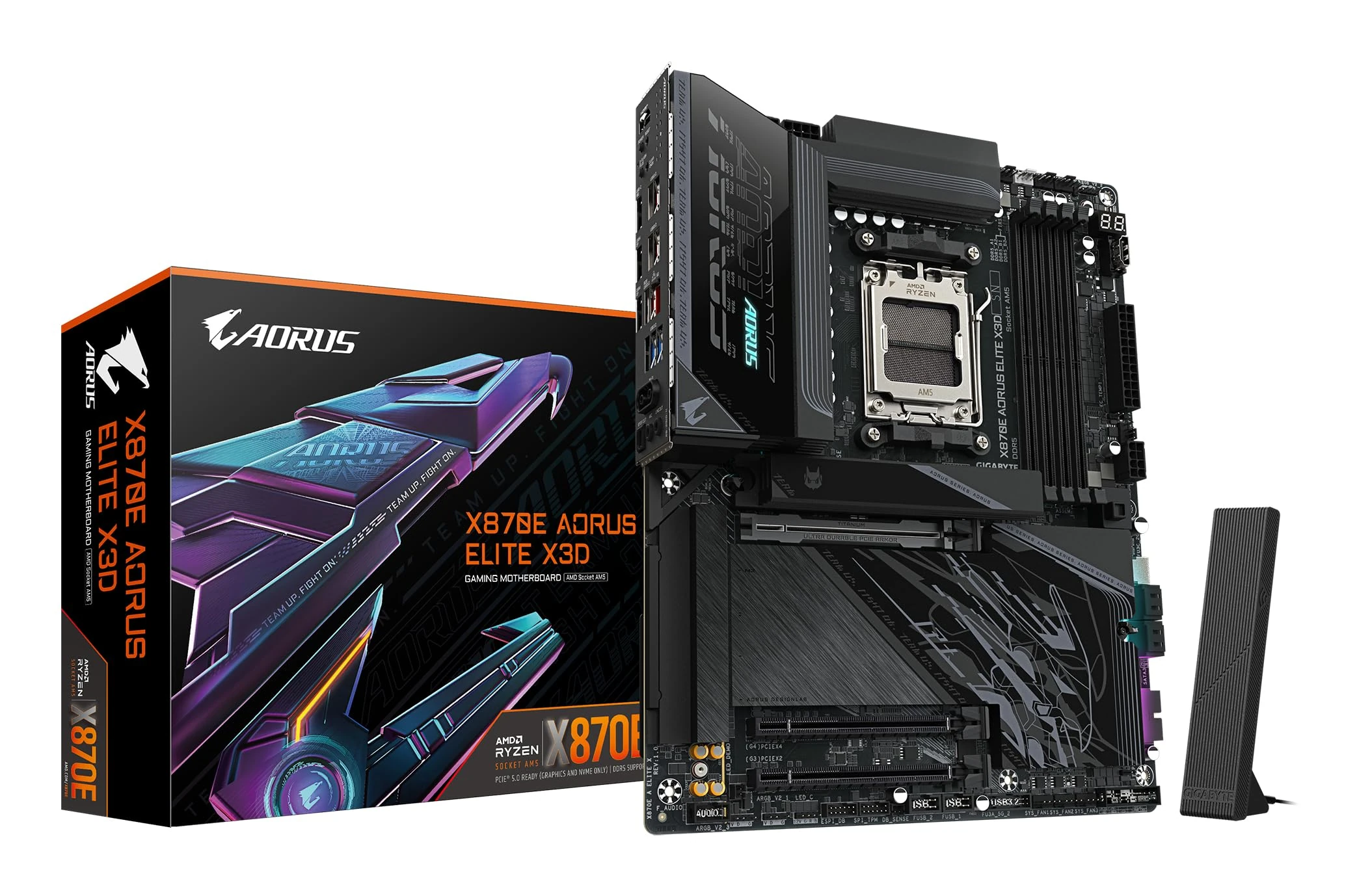 GIGABYTE X870E AORUS ELITE X3D Motherboard - Supports AMD Ryzen 9000 CPUs, 16+2+2 Phases Digital VRM, up to 9000Hz DDR5 (OC), 2xPCIe 5.0 + 2xPCIe 4.0, Wi-Fi 7, 5GbE LAN, USB 4