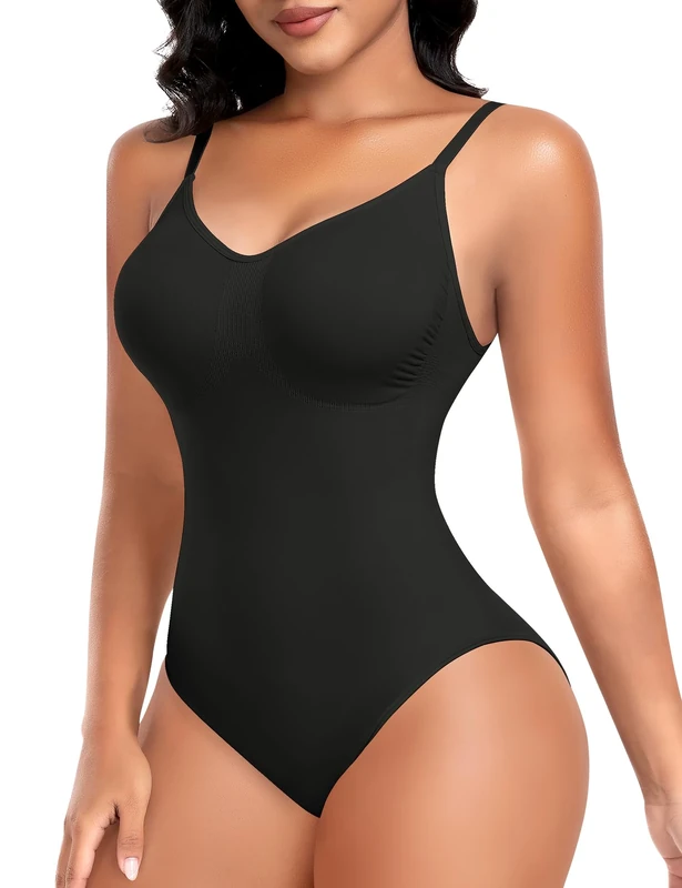 Werena Women's Shapewear Bodysuit Tummy Control Body Shaper Seamless Full Body Shapewear Vest Adjustable Scuplting Shaping Bodysuits (Black,L)