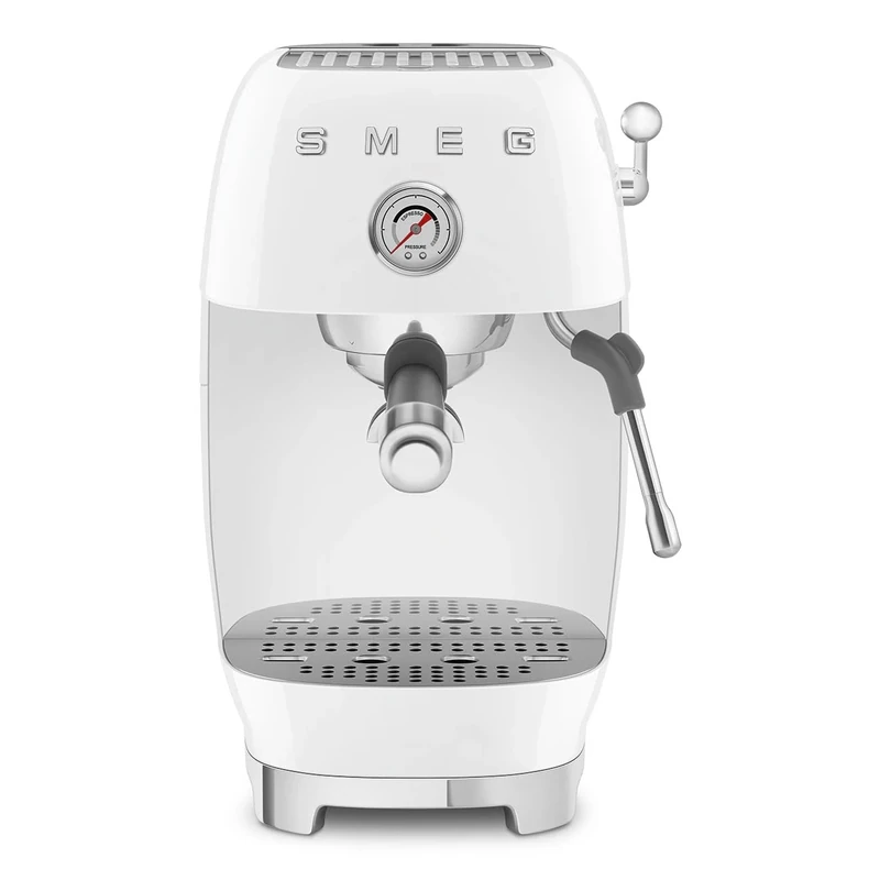 Smeg ECF03WHUK Espresso Coffee Machine with Cold Brew Function, 4 Pre-Set Espresso Settings, 15 Bar Pump, White and Stainless Steel