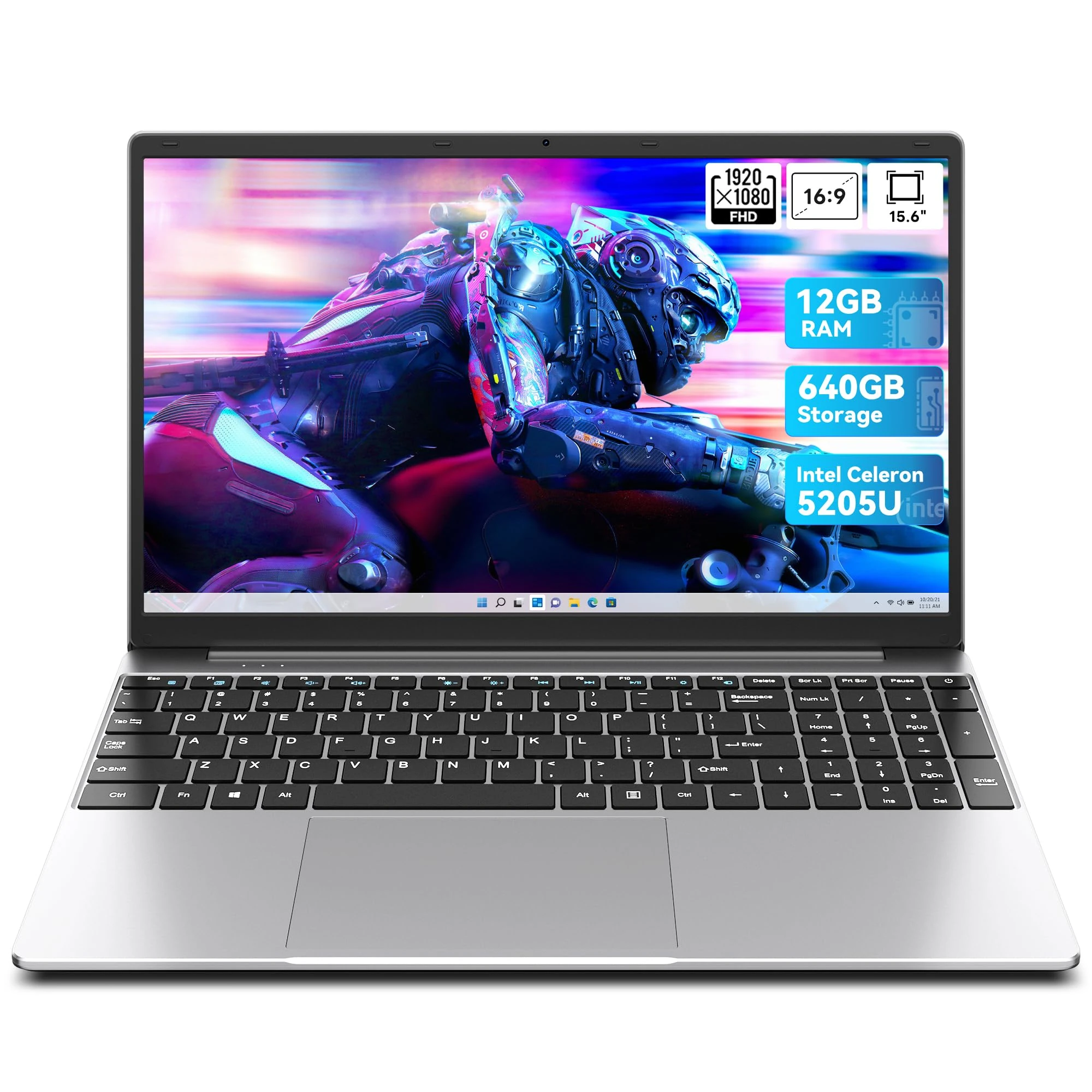 jumper 15.6 inch Laptop with Office 365, HD Display Laptops, 12GB RAM 640GB (512G SSD+128G eMMc) Notebook, 5205U Processor, 5000mAh Battery, Keyboard Film UK, Suitable for Business and Students