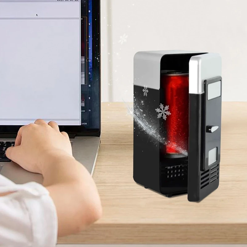 Small Fridge, Tiny Fridge For Bedrooms, USB Fridges Cooler, Beverage Drink Cans Cooler/Warmer Refrigerator, For Car, Travel, Drinks,Fruit, Food