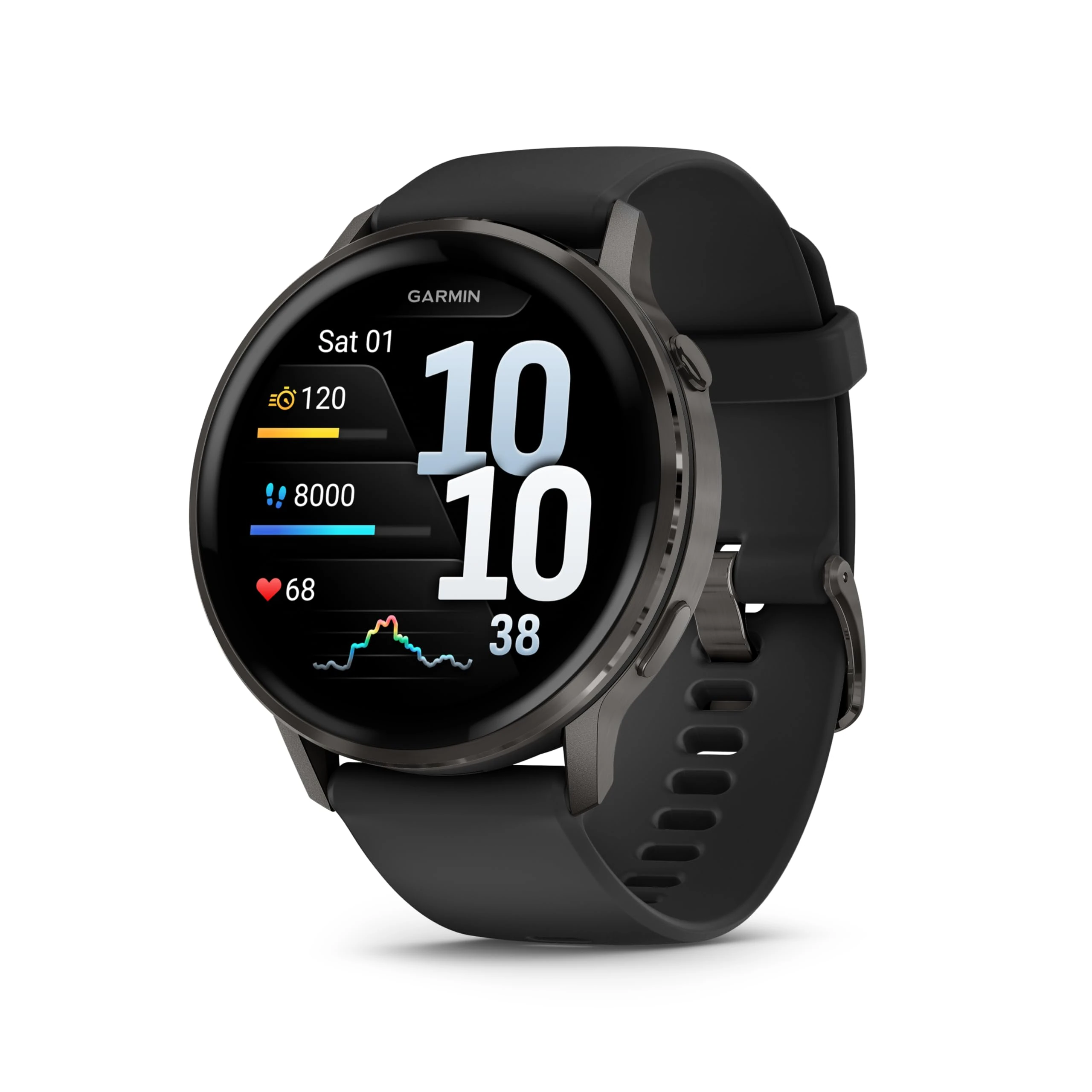 Garmin Venu 4 45mm - GPS Smartwatch, AMOLED Touchscreen, 24/7 Advanced Health & Fitness, 80+ sports apps, Flashlight, ECG app, Sleep Tracking, Fitness coach, up to 12 days battery life, Slate/Black