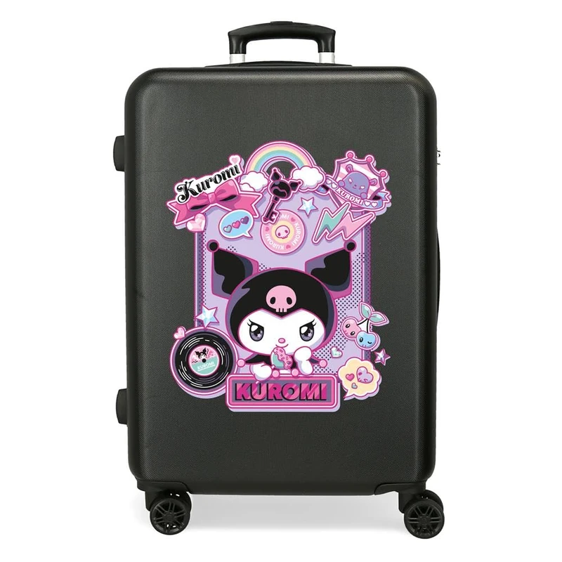 Sanrio Kuromi Wonder Fest Medium Suitcase Black 46x65x23cm Rigid 3kg Combination Lock Side ABS 3kg 56LExtensible Hand Luggage