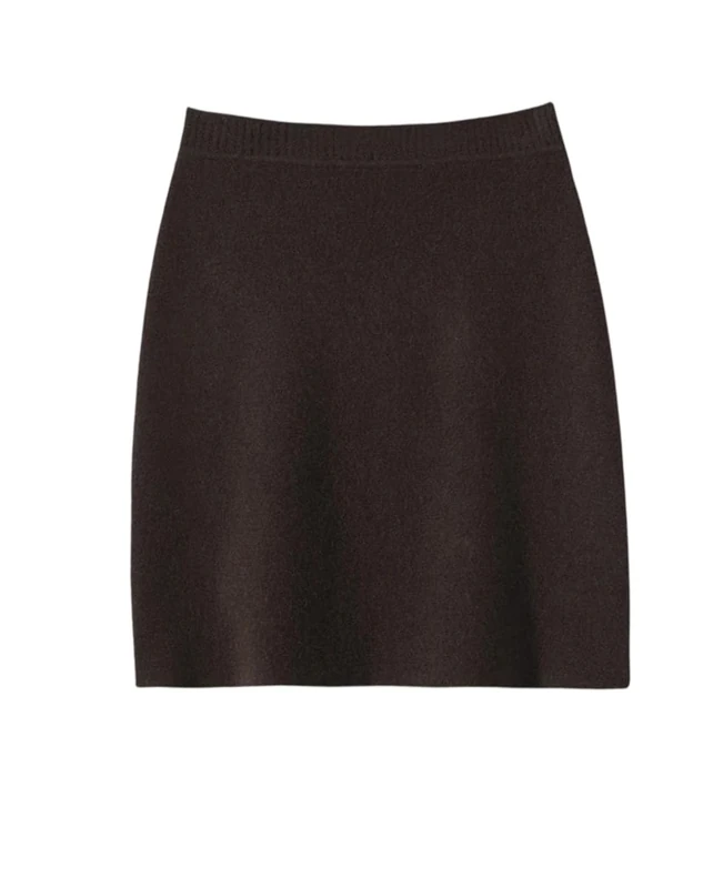Women Cashmere Mini Skirt Elastic Waist Soft Warm Knit Bodycon Short Skirts Brown