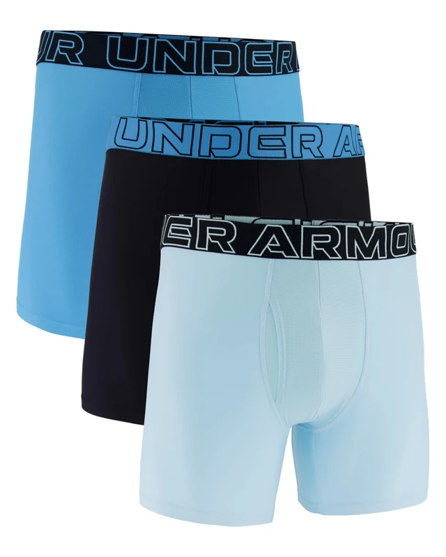 Under Armour Men's 3-Pack Performance Tech Boxer Brief, 6" Inseam – Breathable, Moisture Wicking, Soft Touch, All-Day Comfort, Stream, L