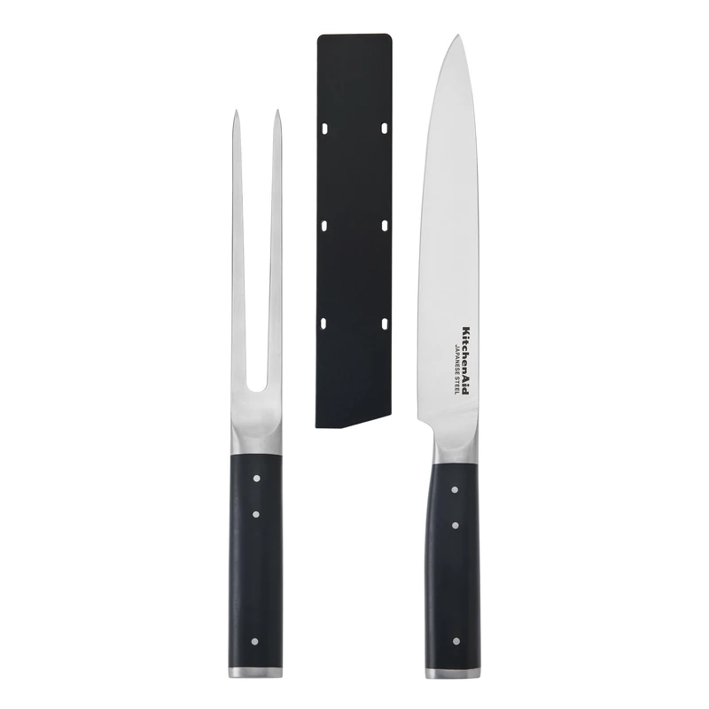 KitchenAid 2-Piece Carving Set, Includes Carving Fork and Carving Knife with Stainless Steel Blades, Ergonomic Matte Black Handles, Dishwasher Safe - Image 1