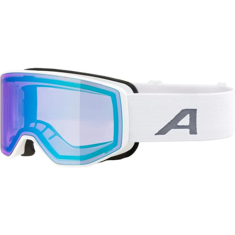 ALPINA VENET Q-LITE – mirrored, contrast-enhancing OTG ski goggles with 100% UV protection, for adults - white matt - M