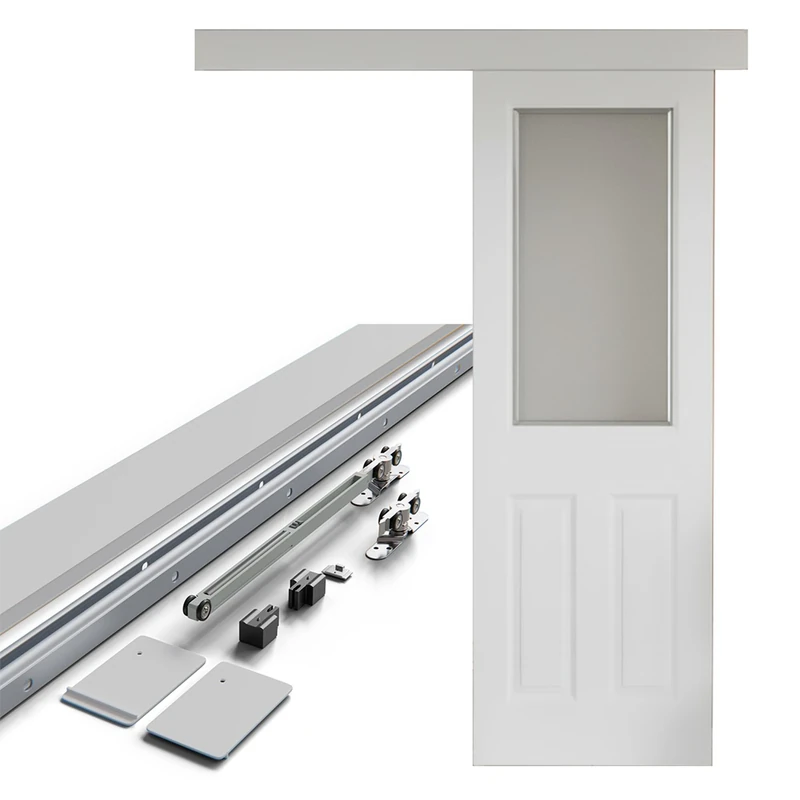Amig - Wooden Sliding Door kit - 186 cm White Aluminium Guide with self-Closing - Up to 60 kg - Elegant and Durable Design with Automatic Closing - Mod. SD005