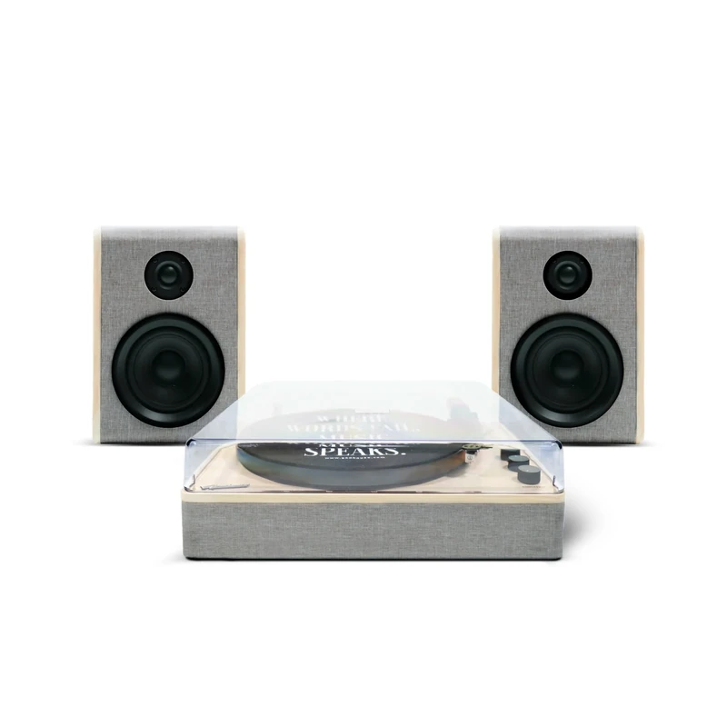 Gadhouse Dean Record Player with Speakers - Bluetooth Turntable Stereo Shelf System with 50W Bookshelf Speakers, 3-Speed Vinyl Player with Auto Start-Stop, RCA Stereo Output, Audio Technica Cartridge