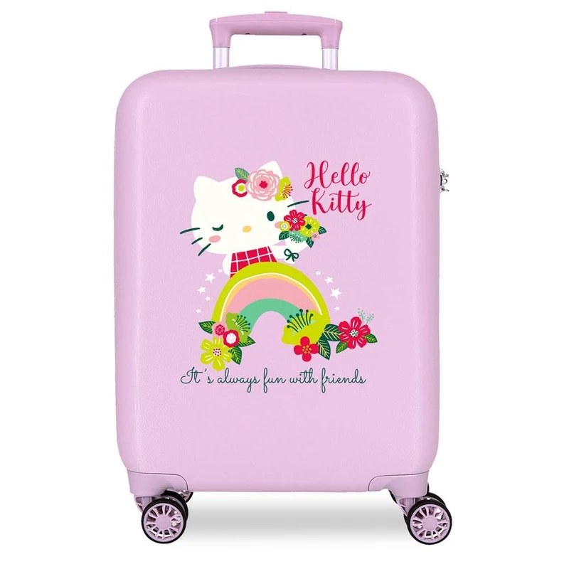 Sanrio Hello Kitty Always Fun with Friends Cabin Case, Pink, 38 x 55 x 20 cm, Rigid, 2.6 kg, 2.6 kg, 34 L, Hand Luggage